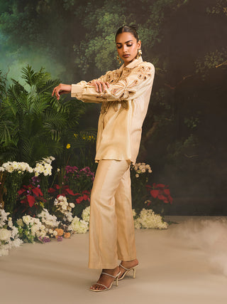 Lunara beige shirt and flared pants