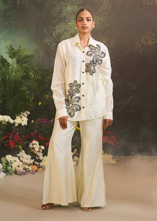 Azalea ivory shirt and flared pants