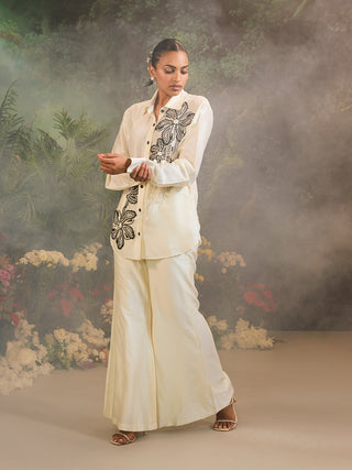 Azalea ivory shirt and flared pants