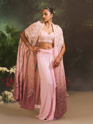 Adele pink cape and draped skirt set