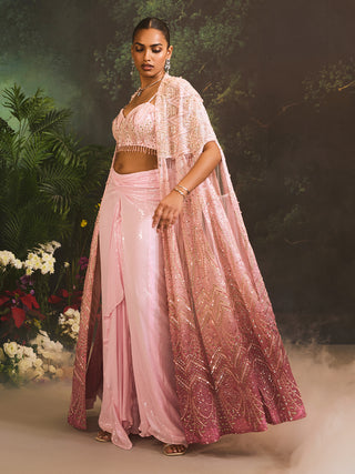 Adele pink cape and draped skirt set