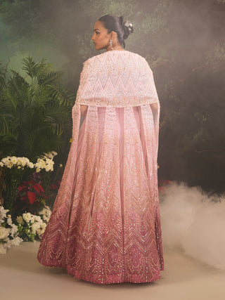 Adele pink cape and draped skirt set