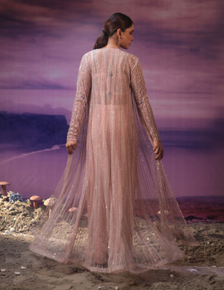 Couture By Niharika-Powder Pink Embroidered Jacket And Palazzo Set-INDIASPOPUP.COM