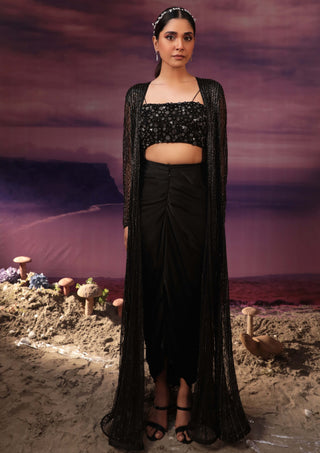 Couture By Niharika-Black Embroidered Jacket And Skirt Set-INDIASPOPUP.COM