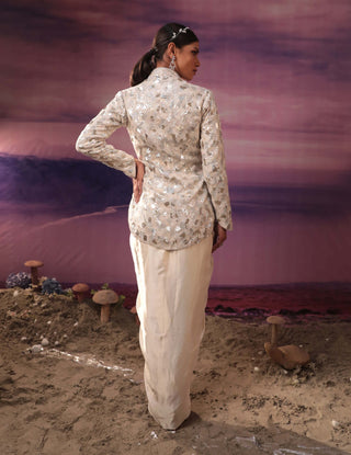 Couture By Niharika-Ivory Embroidered Jacket And Skirt-INDIASPOPUP.COM