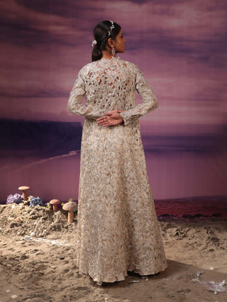 Couture By Niharika-Ivory Embroidered Jacket And Skirt Set-INDIASPOPUP.COM