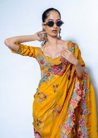 Marigold muse sari and blouse