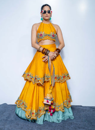 Marigold yellow dawn lehenga and blouse