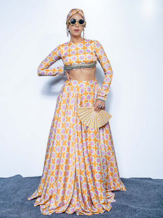 Sunset saffron lehenga and blouse