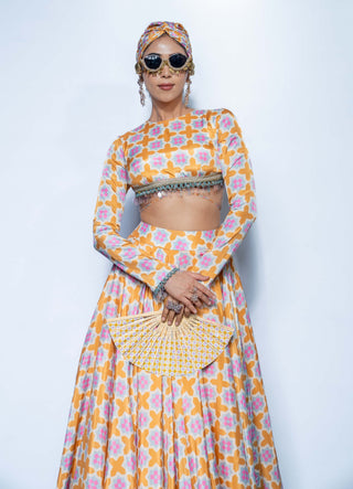 Sunset saffron lehenga and blouse