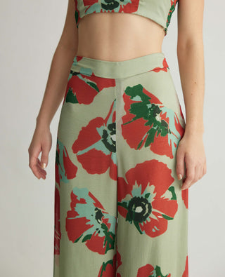 Mint and red floral pant and cape set