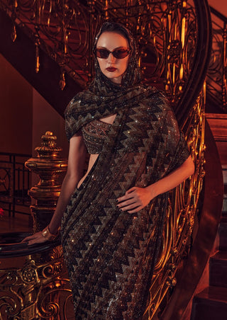 Siam black and gold sari and blouse