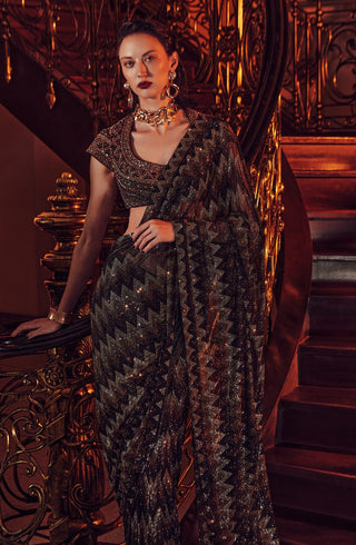 Siam black and gold sari and blouse