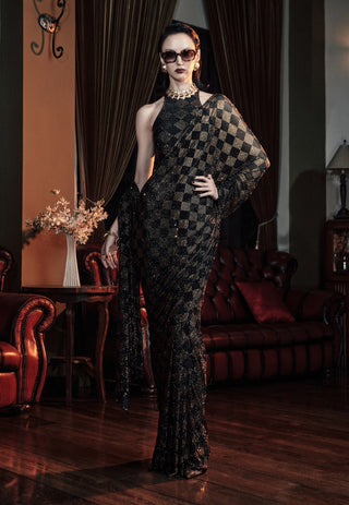 Sloane black and gold sari and blouse