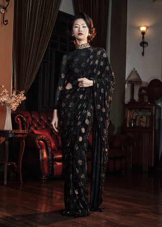 Dottie black and gold sari and blouse