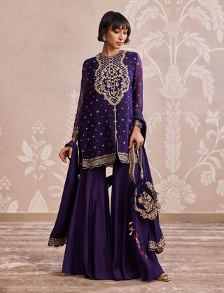 Purple organza kurta and sharara set