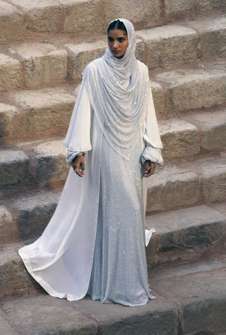 Sharifa white abaya and jacket