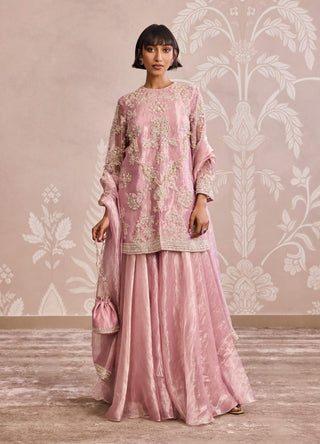 Lilac gold kurta and sharara set