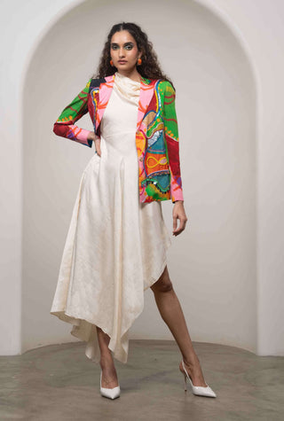 Sorel blazer with asymmetrical dress