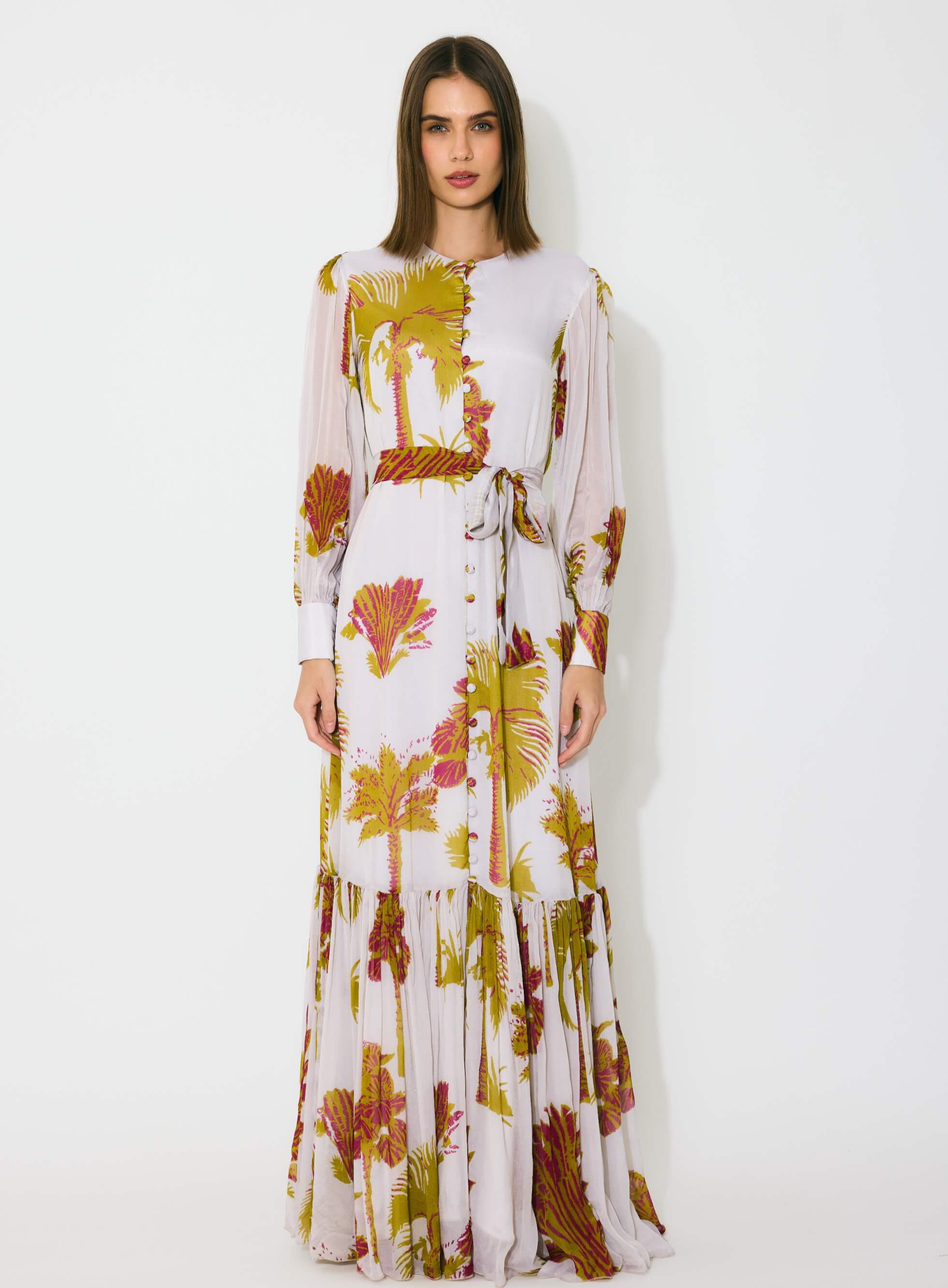 cotton floral shirt dress Belted floral-print cotton-poplin maxi shirt dress - multi
