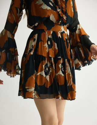 Black And Rust Floral Frill Top And Skirt by Koai available on Indiaspopup