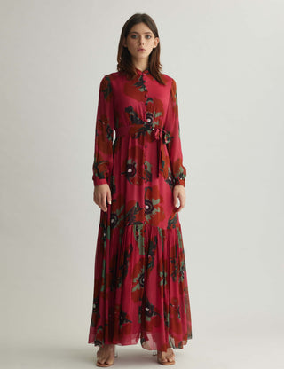 Red Pink And Mint Floral Long Dress by Koai available on Indiaspopup