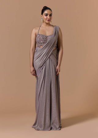 Mocca crush shimmer sari set