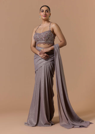 Mocca crush shimmer sari set