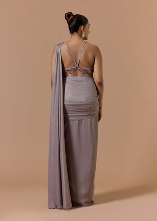 Mocca crush shimmer sari set