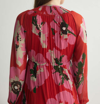 Red And Pink Floral Kaftan Dress by Koai available on Indiaspopup