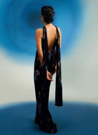 Cobalt passion printed scarf jumpsuit