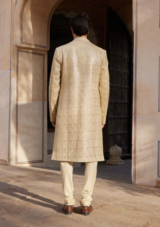 Beige Champagne Sherwani Set by Osaa By Adarsh Men, available on Indiaspopup.com