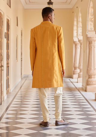 Orange Peel Embroidered Sherwani Set by Osaa By Adarsh Men, available on Indiaspopup.com