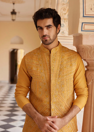 Orange Peel Nehru Jacket And Kurta Set by Osaa By Adarsh Men, available on Indiaspopup.com