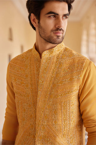 Orange Peel Nehru Jacket And Kurta Set by Osaa By Adarsh Men, available on Indiaspopup.com