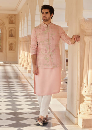 Tea Rose Nehru Jacket And Kurta Set by Osaa By Adarsh Men, available on Indiaspopup.com