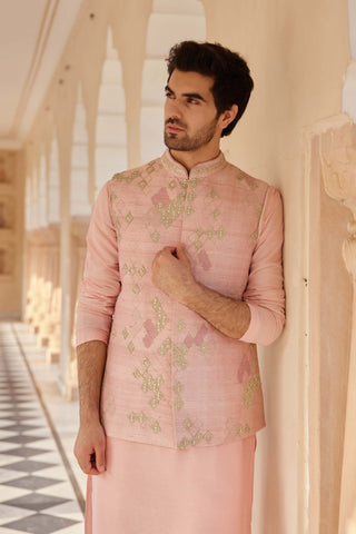 Tea Rose Nehru Jacket And Kurta Set by Osaa By Adarsh Men, available on Indiaspopup.com