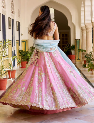 Rosaline pink organza lehenga set