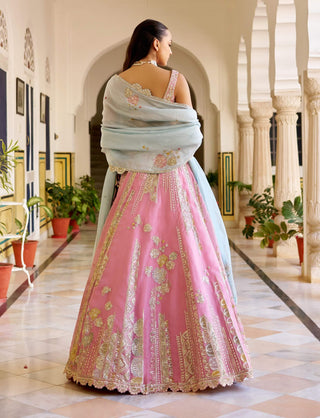 Rosaline pink organza lehenga set
