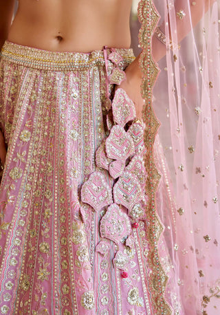 Rosaline pink organza embroidered lehenga set