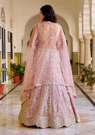 Rosaline pink organza embroidered lehenga set