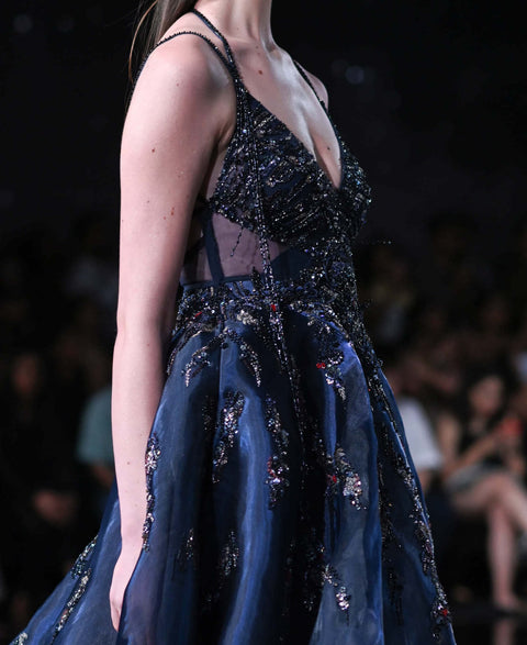 Dolly J-Dione Navy Metallic Gown-INDIASPOPUP.COM