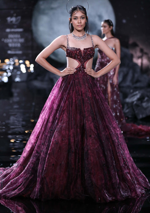 Maroon and best sale black gown