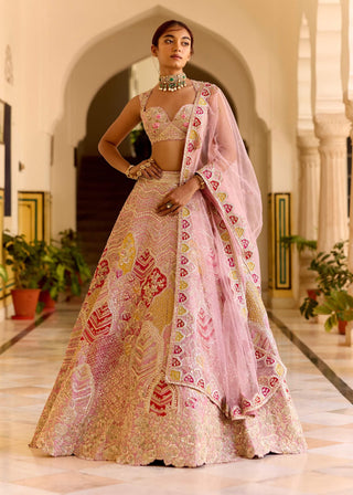 Rosaline pink raw silk bridal lehenga set