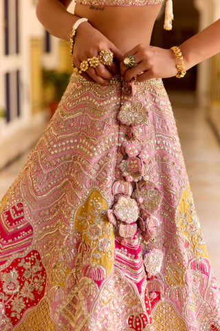 Rosaline pink raw silk bridal lehenga set