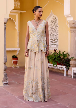 Frost champagne jacket peplum top with garara