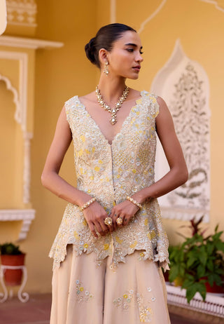 Frost champagne jacket peplum top with garara