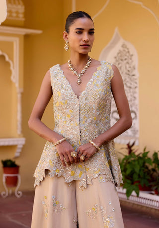 Frost champagne jacket peplum top with garara