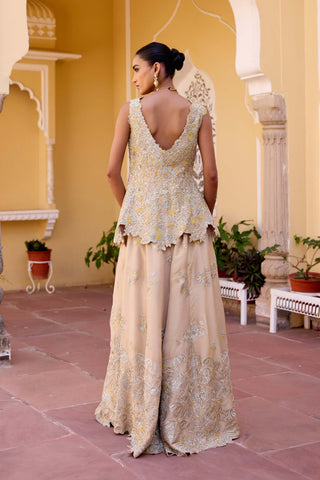 Frost champagne jacket peplum top with garara