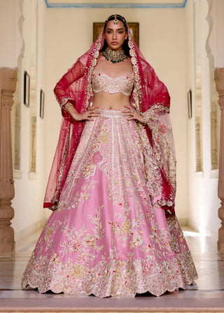 Rosaline pink mulberry silk bridal lehenga set